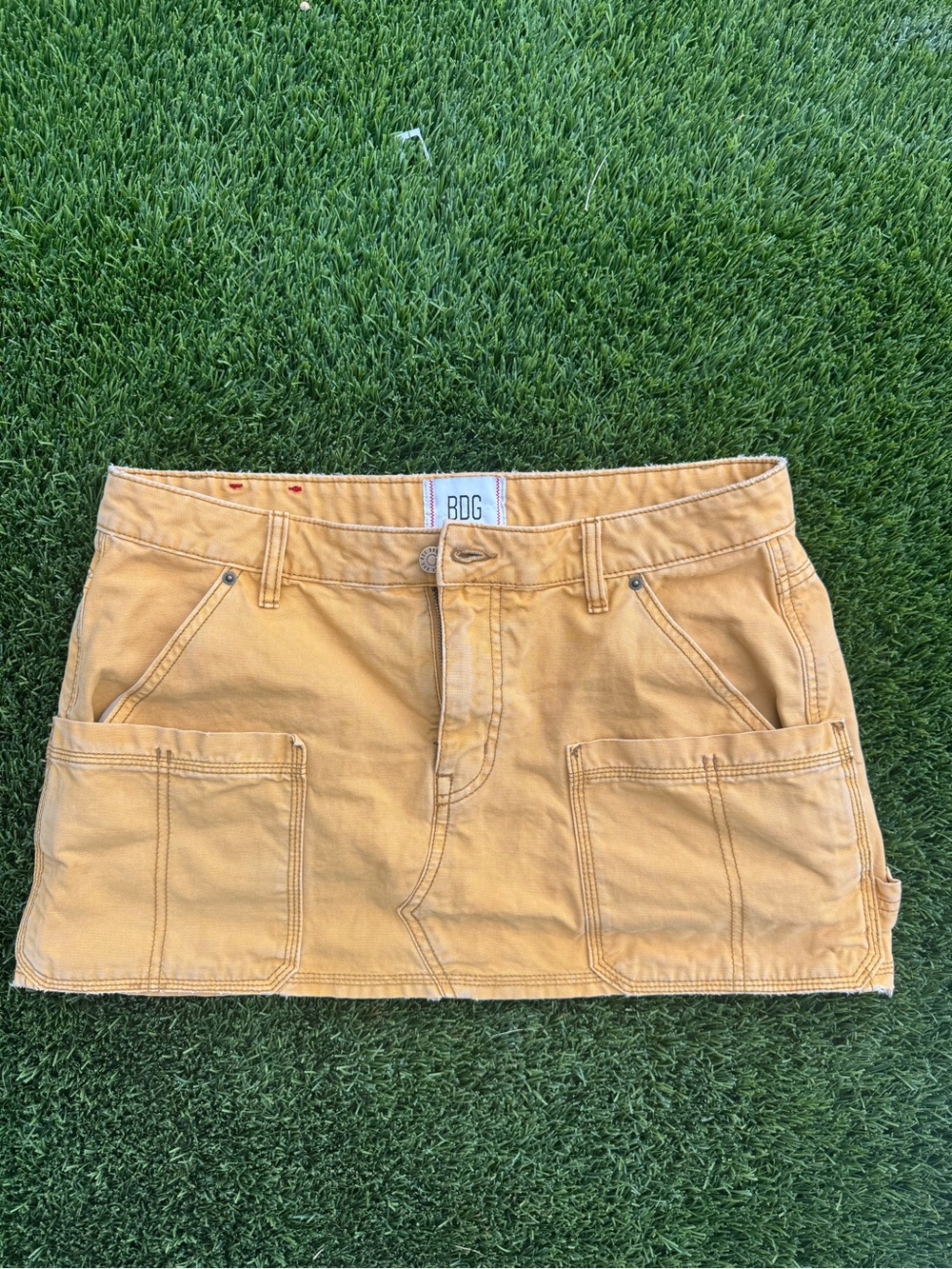 BDG Mustard Utility Mini Skirt
